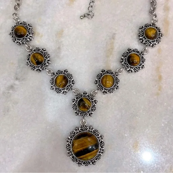 Tiger’s Eye Silver Drop 22-24” Necklace
